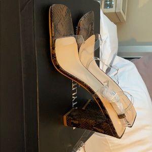Clear strap brown snake skin heel (never worn)